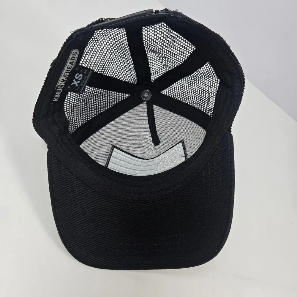 Knuckleheads Trucker Hat Kids XS Black American Flag Snapback Mesh Cap 6-12m
